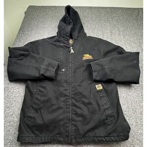 VTG Dri Duck Jacket Mens Size L Black Dekalb Waterproof Canvas Workwear Hooded